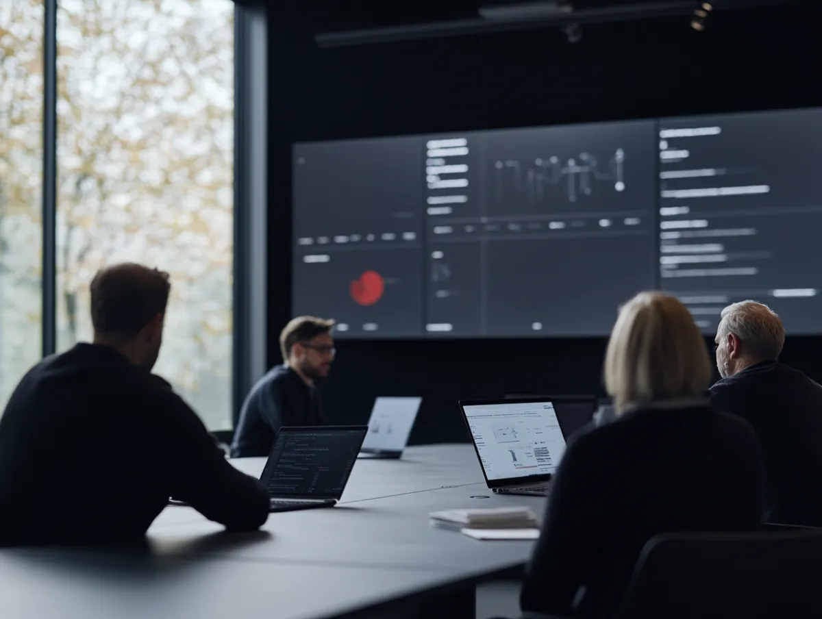 Fundadores e investidores em reunião colaborativa numa plataforma de crowdfunding empresarial